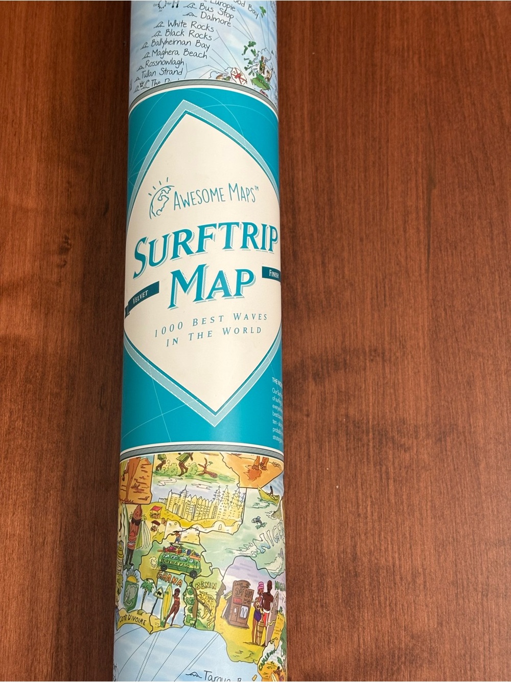 Surftrip Map - Teal Wall Art Print